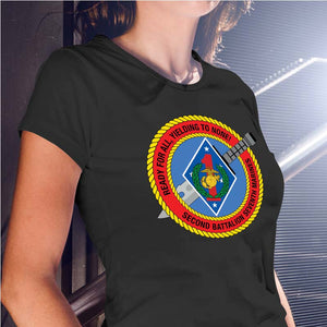 Second Battalion Seventh Marines USMC Unit ladie's T-Shirt, 2/7 USMC Unit logo, USMC gift ideas for women, Marine Corp gifts for women 2nd Battalion 7th Marines