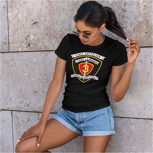 1st Bn 3d Marines Women's Unit Logo T-Shirt, 1st Bn 3d Marines logo gear Marine Corp gift ideas for women