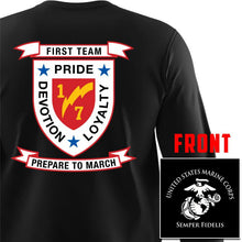 1st Battalion 7th Marines Long Sleeve T-Shirt, 1/7 Marines Long Sleeve T-Shirt, USMC 1/7 unit t-shirt