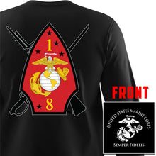 1st Battalion 8th Marines Long Sleeve T-Shirt, 1/8 Long Sleeve T-Shirt, USMC 1/8 unit t-shirt