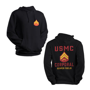 Corporal Hoodie, Cpl Hoodie, USMC Rank Hoodie, USMC Cpl Hoodie Sweatshirt, Semper Fidelis, Semper Fi, Marine Corps Hoodie Sweatshirt