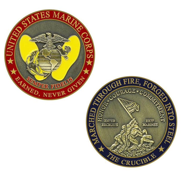 USMC Crucible coin, Marine Corps boot camp crucible candle