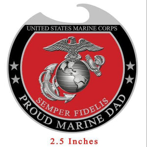 USMC Proud Dad Bottle Opener Magnet