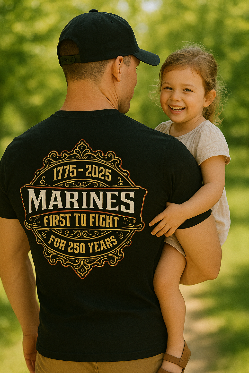 Marines 250th Birthday Whiskey Label T-shirt  <br> MADE IN USA