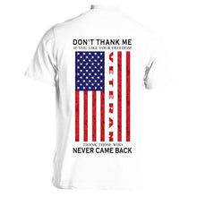 White Thank a veteran t-shirt