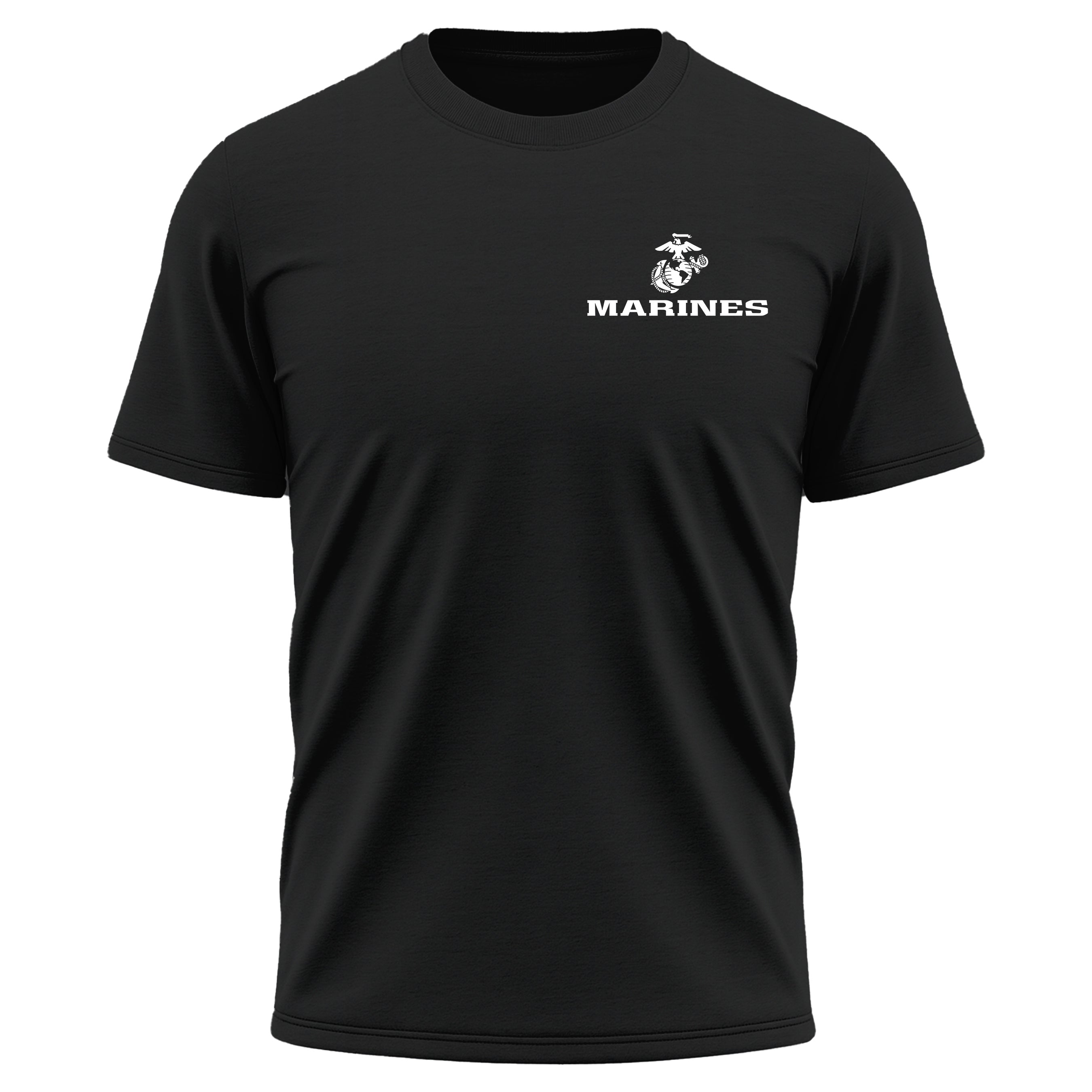 USMC Eagle Globe and Anchor Marines chest seal performance T-shirt. Marines Black Performance Tee. USMC Activewear