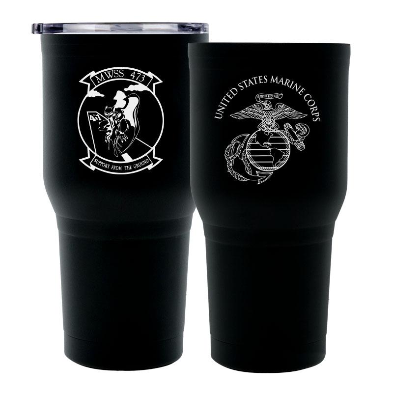 MWSS-174 logo tumbler, MWSS-174 coffee cup, Marine Wing Support Squadron 473 USMC, Marine Corp gift ideas, USMC Gifts for women 