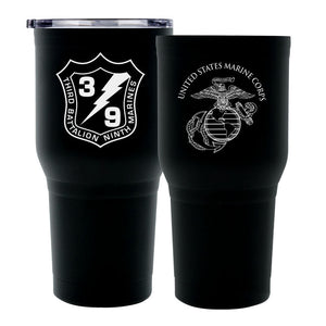 Third Battalion Ninth Marines (3/9) USMC Unit Logo Laser Engraved Stainless Steel Marine Corps Tumbler - 30 oz