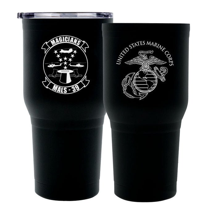 Marine Aviation Logistics Squadron 39 (MALS-39) USMC Unit Logo Laser Engraved Stainless Steel Marine Corps Tumbler - 30 oz, Magicians, MALS-39 Magicians