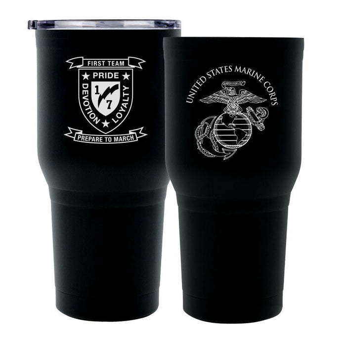 First Battalion Seventh Marines Unit Logo tumbler, 1/7 coffee cup, 1st Bn 7th Marines USMC, Marine Corp gift ideas, USMC Gifts for women  30oz