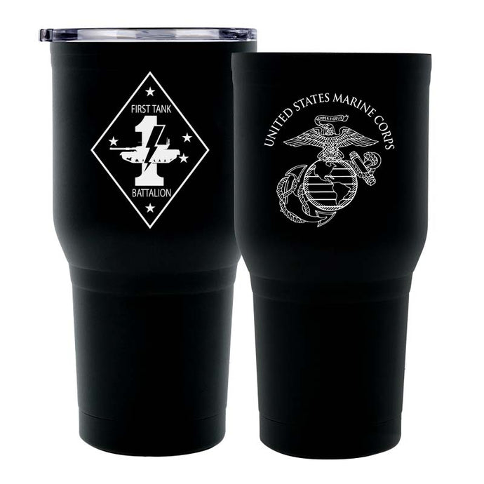 First Tank Battalion Unit USMC Unit logo tumbler, 1st Tank Bn USMC Unit Logo coffee cup, 1st Tank Bn USMC, Marine Corp gift ideas, USMC Gifts for women or men 30 oz