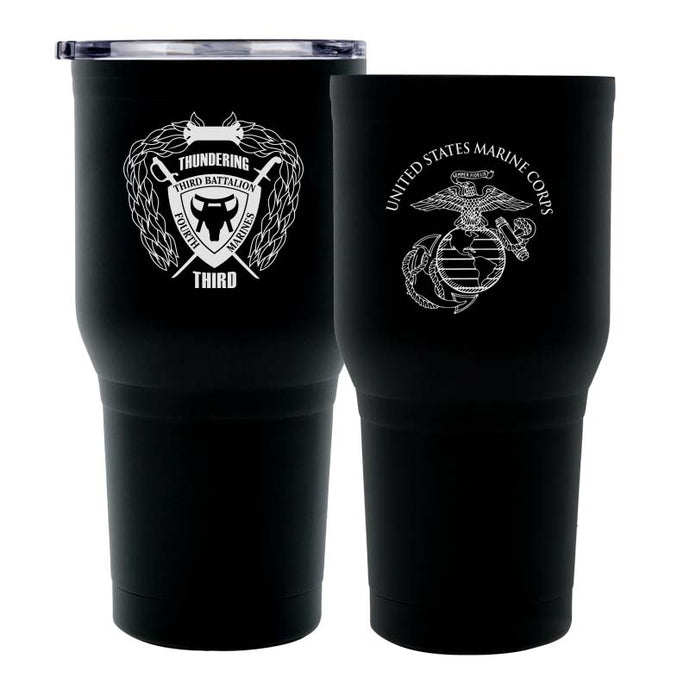 Third Battalion Fourth Marines (3/4) USMC Unit logo tumbler, 3rd Battalion 4th Marines USMC Unit Logo Coffee cup, 3d Bn 4th Marines USMC, Marine Corp gift ideas, USMC Gifts for men or women 30 Oz Tumbler