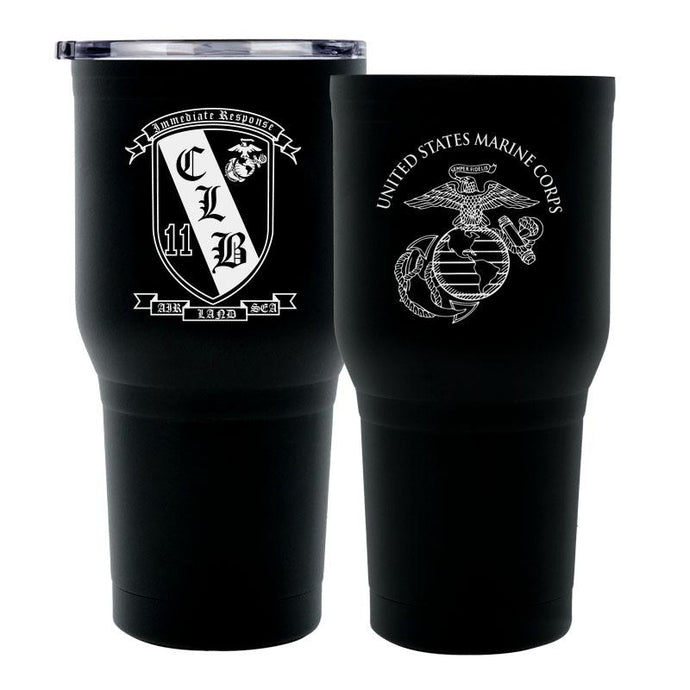 CLB-11 logo tumbler, CLB-11 coffee cup, Combat Logistics Battalion 11 USMC, Marine Corp gift ideas, USMC Gifts 30 ounce