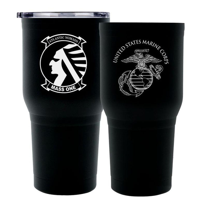 MASS-1 logo tumbler, MASS-1 coffee cup, Marine Air Support Squadron 1 USMC, Marine Corp gift ideas, USMC Gifts for women 