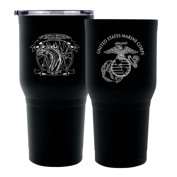 First Supply Battalion USMC Unit Logo tumbler, 1st Supply Bn  USMC Unit Logo coffee cup, 1st Supply Battalion USMC, Marine Corp gift ideas, USMC Gifts for women