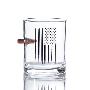 Bullet Whiskey Glasses American Flag .308 Whiskey Glass