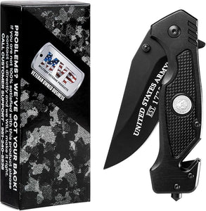 US Army - Black Folding Spring Assisted Tactical Knife