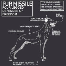 Fur Missile Black T-Shirt Belgian Malinois t shirt photos