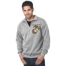 1/4 zip USMC pullover, 1/4 zip usmc sweatshirt.  Marine Corp Gifts for men