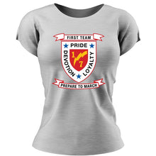 1st Bn 7th Marines Women's Unit Logo T-Shirt, 1/7 Marines logo, 1st Bn 7th Marines USMC