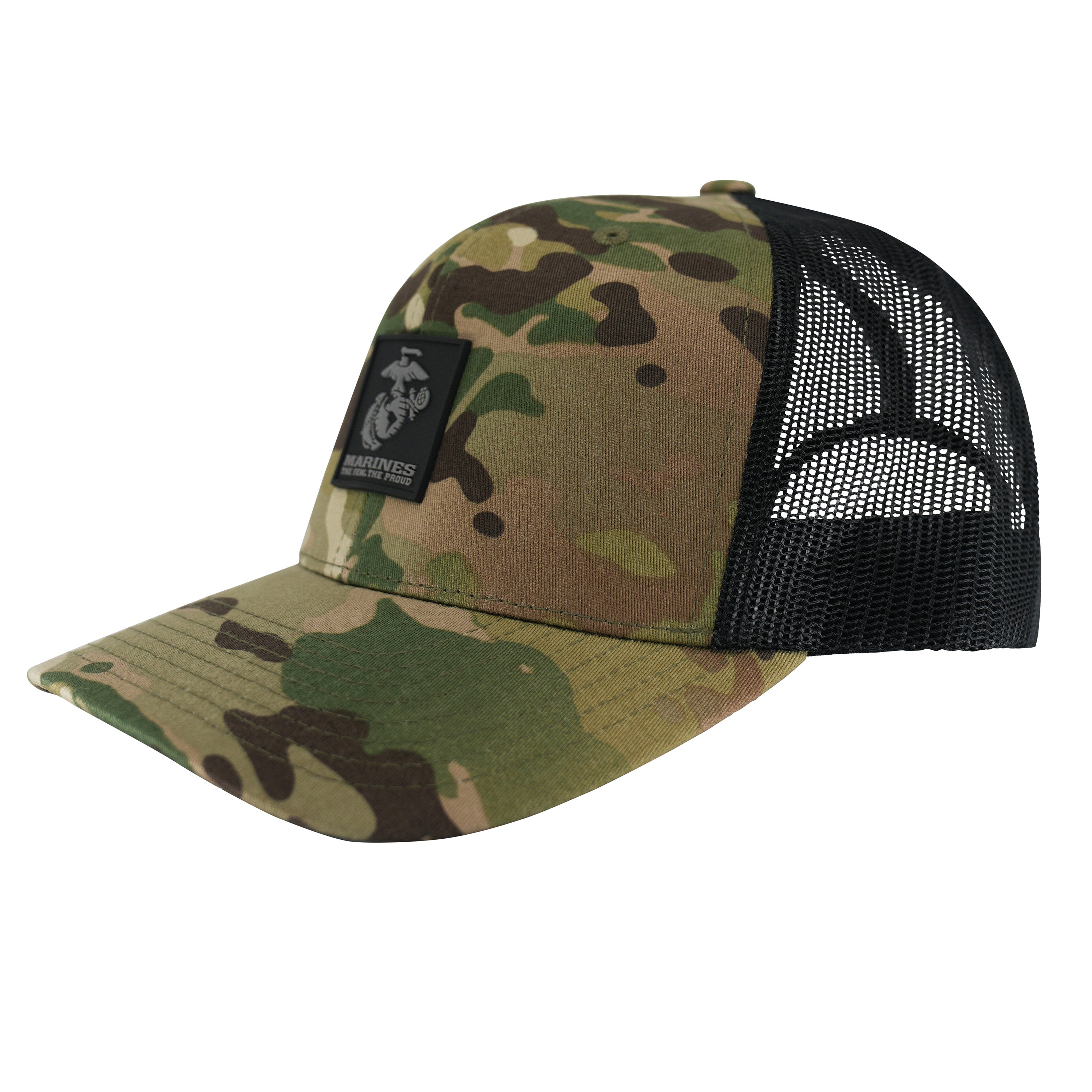 Marines Multicam Trucker Hat <br> Snapback Rubber EGA Patch