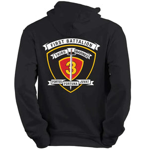 1st Battalion 3rd Marines Black Unit Logo Sweatshirt, 1st Battalion 3rd Marines Black Unit Logo Hoodie