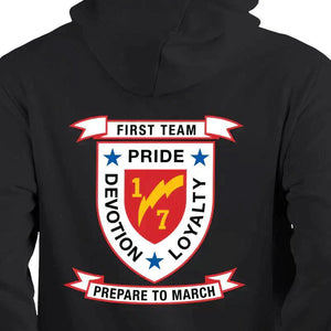 1st Bn 7th Marines USMC Unit hoodie, 1st Bn 7th Marines logo sweatshirt, USMC gift ideas for men, Marine Corp gifts men or women 1st Bn 7th Marines