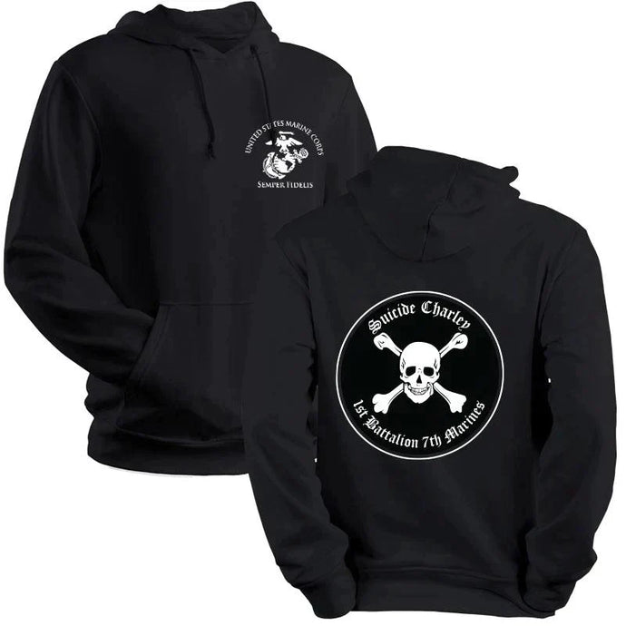 1st Bn 7th Marines Suicide Charley USMC Unit hoodie, 1/7 Suicide Charley logo sweatshirt, USMC gift ideas for men, Marine Corp gifts men or women 