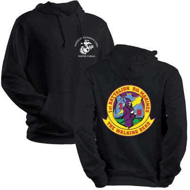 1st Battalion 9th Marines Unit Logo Black Sweatshirt, 1st Battalion 9th Marines Unit Logo Black Hoodie