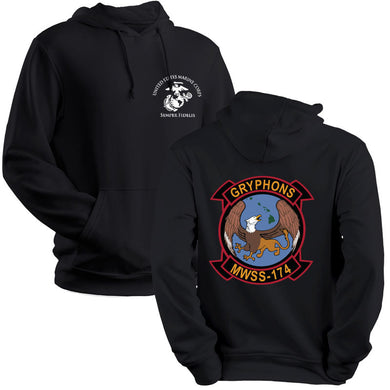 MWSS-174 USMC Unit hoodie, Marine Wing Support Squadron 174 logo sweatshirt, USMC gift ideas for men, Marine Corp Gifts Men or Women