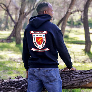 1st Bn 7th Marines USMC Unit hoodie, 1st Bn 7th Marines logo sweatshirt, USMC gift ideas for men, Marine Corp gifts men or women 1st Bn 7th Marines