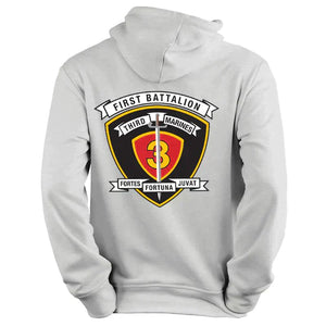 1st Battalion 3rd Marines Heather Grey Unit Logo Sweatshirt, 1st Battalion 3rd Marines Heather Grey Unit Logo Hoodie