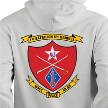 1st Bn, 5th Marines USMC Unit hoodie, 1st Bn, 5th Marines logo sweatshirt, USMC gift ideas for men, Marine Corp gifts men or women