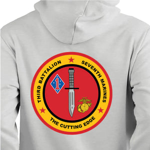 3rd Bn 7th Marines USMC Unit hoodie, 3d Bn 7th Marines logo sweatshirt, USMC gift ideas for men, Marine Corp gifts men or women 3rd Bn 7th Marines gray