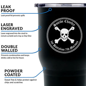 Suicide Charley logo tumbler, Suicide Charley coffee cup, 1st Bn 7th Marines Suicide CharleyUSMC, Marine Corp gift ideas, USMC Gifts for women 