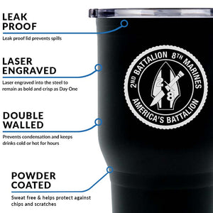 Second Battalion Eighth Marines Unit Logo tumbler, 2/8 USMC Unit Tumbler, 2nd Bn 8th Marines USMC, Marine Corp gift ideas, USMC Gifts for women 30oz