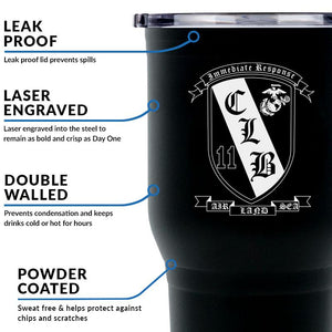 CLB-11 logo tumbler, CLB-11 coffee cup, Combat Logistics Battalion 11 USMC, Marine Corp gift ideas, USMC Gifts 30 oz