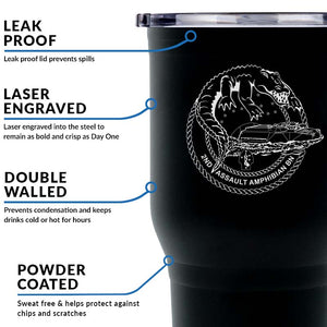 2d Amphibian Assault Battalion (2d AABN) USMC Unit logo tumbler, 2d AABN coffee cup, 2d AABN USMC, Marine Corp gift ideas, USMC Gifts for men or women 30 Oz Tumbler