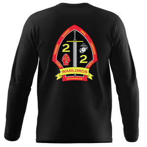 2nd Bn 2nd Marines Logo Long Sleeve T-Shirt, 2nd Battalion 2d Marines Long Sleeve T-Shirt, 2/2 unit t-shirt, usmc 2/2