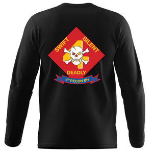 4th Force Reconnaissance Battalion USMC Unit Black Long Sleeve T-Shirt