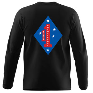 1st Marine Regiment Unit Long Sleeve T-Shirt, 1st Marine Regiment unit t-shirt, USMC 1st Marine Regiment, 1st Marine Regiment t-shirt, 1st Marine Regiment Unit Long Sleeve Black T-Shirt