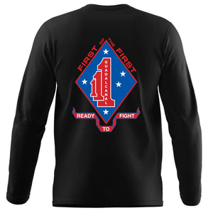 1stBn 1st Marines USMC long sleeve Unit T-Shirt, 1stBn 1st Marines logo, USMC gift ideas for men, Marine Corp gifts men or women 1stBn 1st Marines