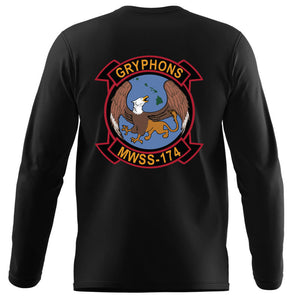 MWSS-174 USMC long sleeve Unit T-Shirt, MWSS-174 logo, USMC gift ideas for men, Marine Corp gifts men or women 