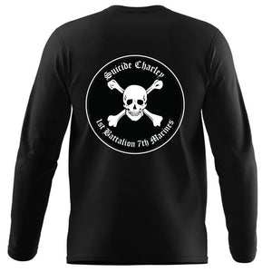 1st Bn 7th Marines Suicide Charley USMC long sleeve Unit T-Shirt, 1st Bn 7th Marines Suicide Charley logo, USMC gift ideas for men, Marine Corp gifts men or women 