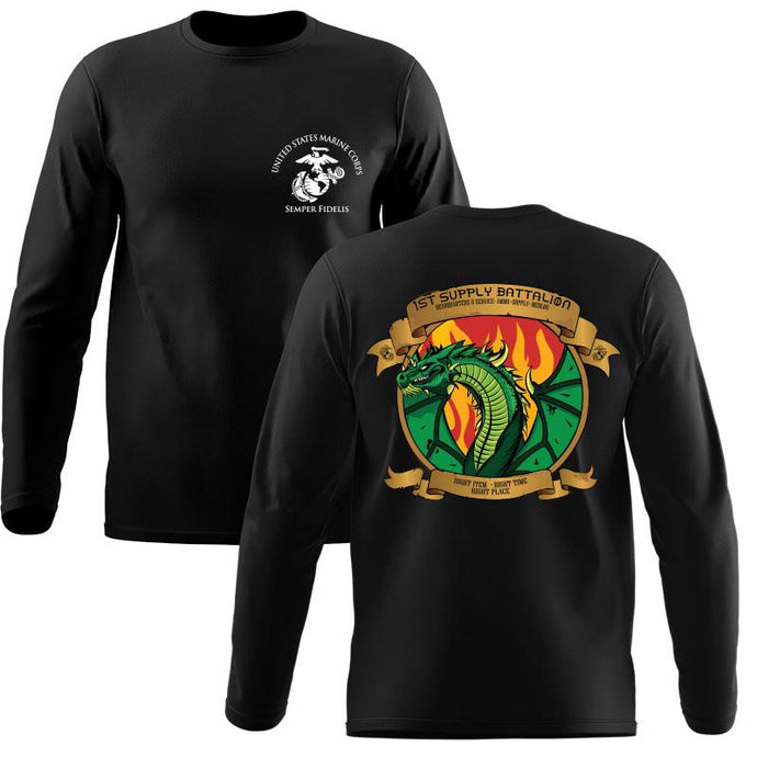 1st Supply Bn Long Sleeve T-Shirt, USMC 1st Supply Battalion, 1st Supply unit t-shirt