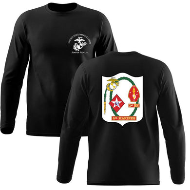 1st Battalion 6th Marines Long Sleeve T-Shirt, 1/6 Marines Long Sleeve T-Shirt, USMC 1/6 unit t-shirt