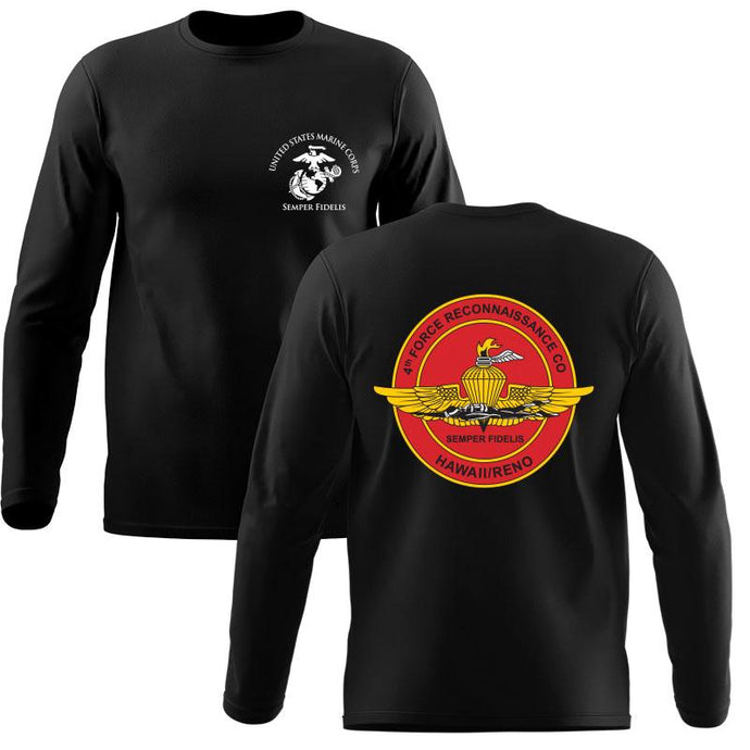 4th Force Reconnaissance Company  Unit Logo Black Long Sleeve T-Shirt