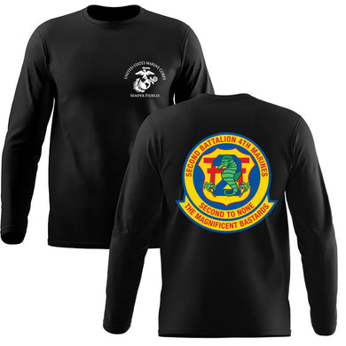 2nd Battalion 4th Marines Long Sleeve T-Shirt, 2/4 unit t-shirt, USMC 2/4, 2nd Battalion 4th Marines t-shirt, 2d Battalion 4th Marines Long Sleeve Black T-Shirt