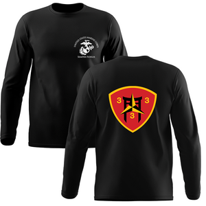 3rd Battalion 3rd Marines USMC long sleeve Unit T-Shirt, 3dBn 3rd Marines logo, USMC gift ideas for men, Marine Corp gifts men or women, 3/3 USMC Unit Gear, 3rdBn 3rd Marines