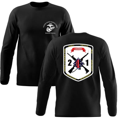 2nd Bn 1st Marines Logo Long Sleeve T-Shirt, 2nd Battalion 1st Marines Long Sleeve T-Shirt, 2/1 unit t-shirt, usmc 2/1